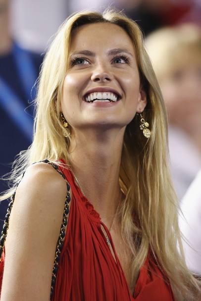 Melbourne, Australia: la modella Ester Satarova moglie di Tomas Berdych tra gli spettatori del torneo (GETTY IMAGES)